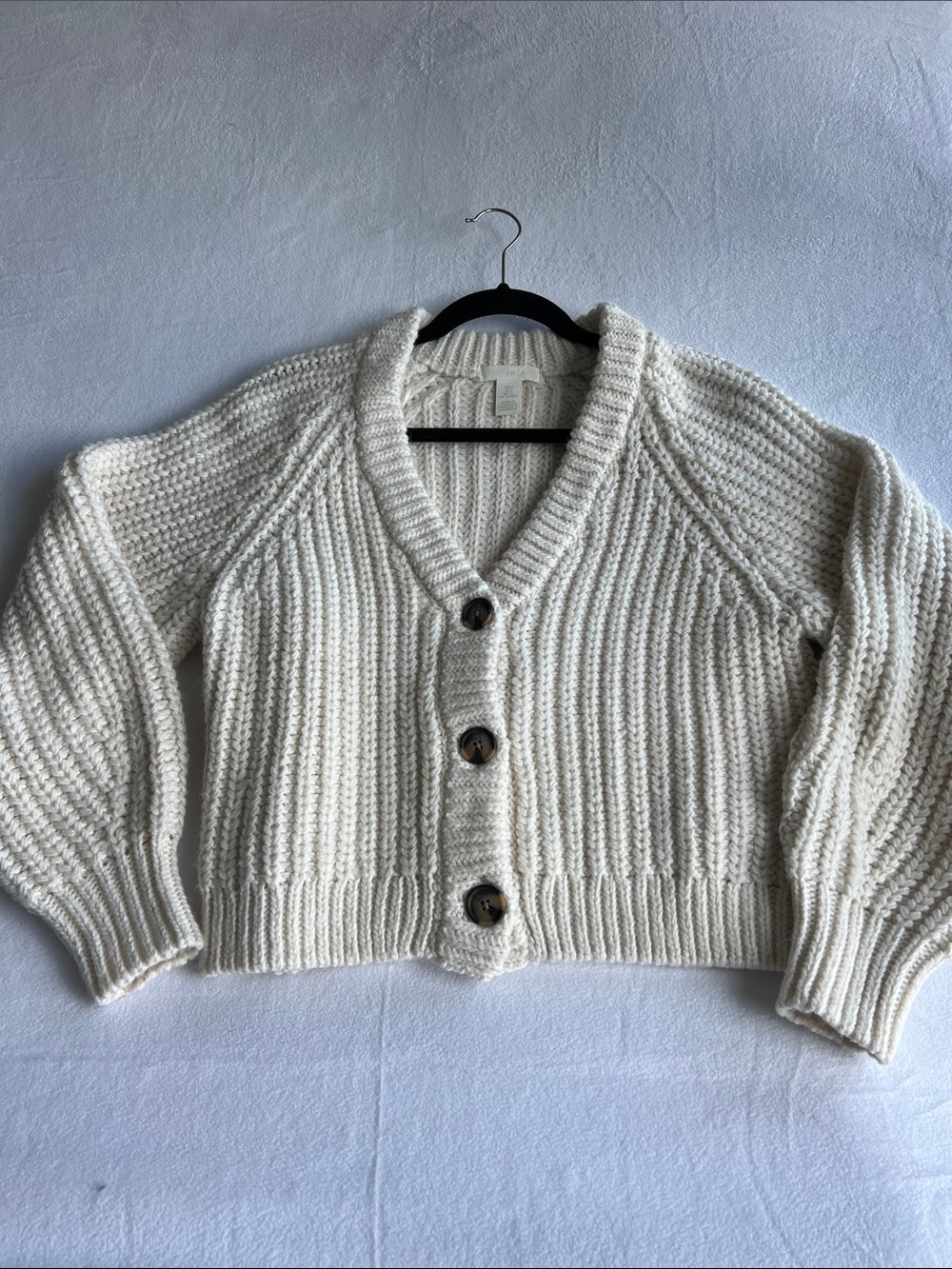 H&M Cream Chunky Ribbed Button-Front Cardigan